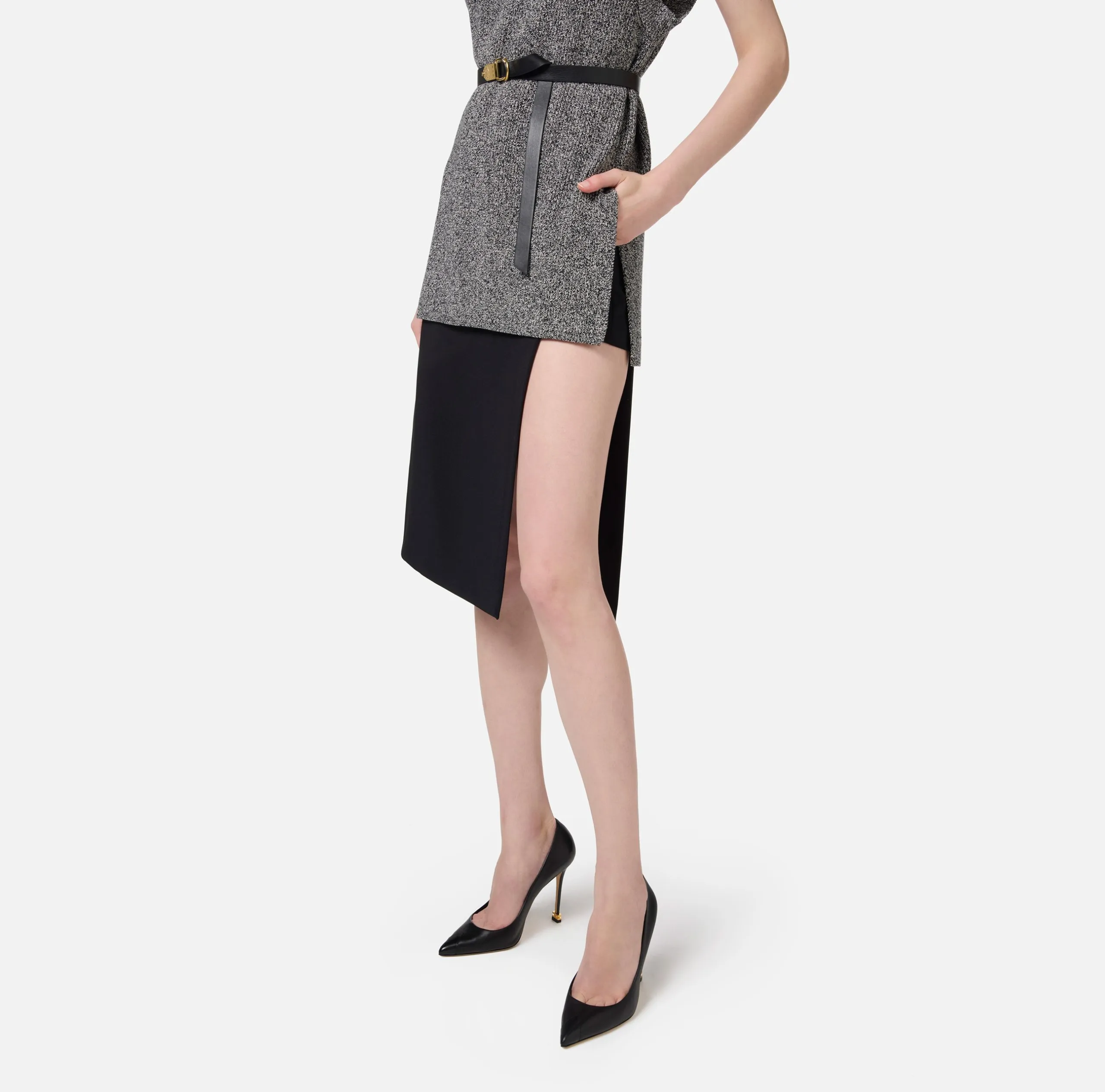 Gonna Midi Crêpe Stretch Shorts Nero Elisabetta Franchi