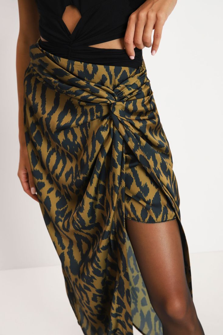 Gonna midi fantasia animalier con spacco laterale