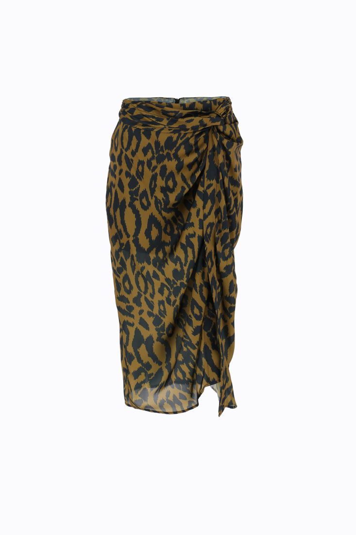 Gonna midi fantasia animalier con spacco laterale