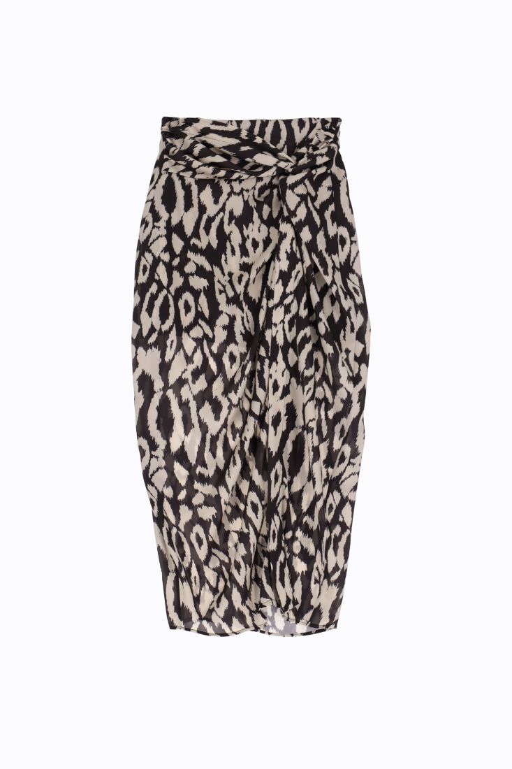 Gonna midi fantasia animalier con spacco laterale