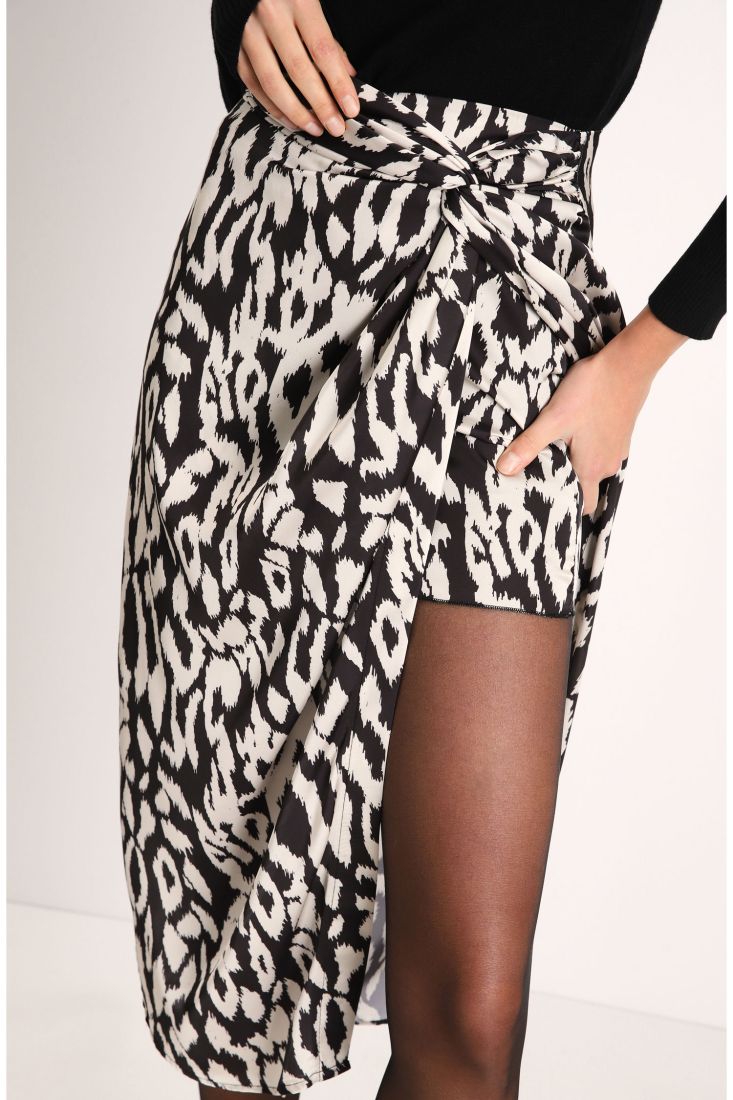Gonna midi fantasia animalier con spacco laterale