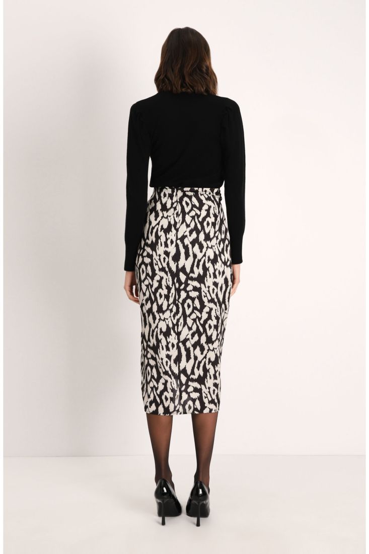 Gonna midi fantasia animalier con spacco laterale