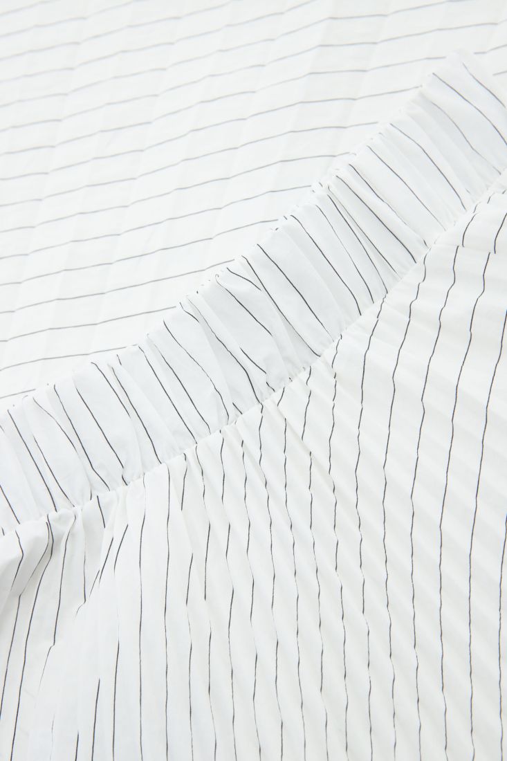 Gonna midi plissettata rigata con orlo superiore elasticizzato