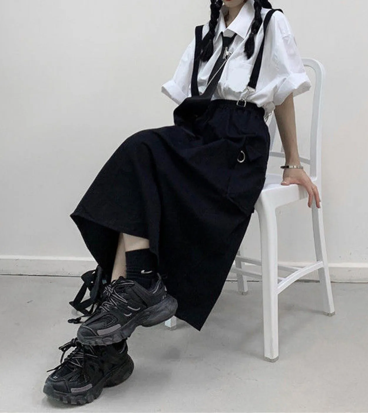 Gonne lunghe gotiche Donna Punk Chain Patchwork Gonna longuette a vita alta nera Moda estiva Harajuku Streetwear Gonne