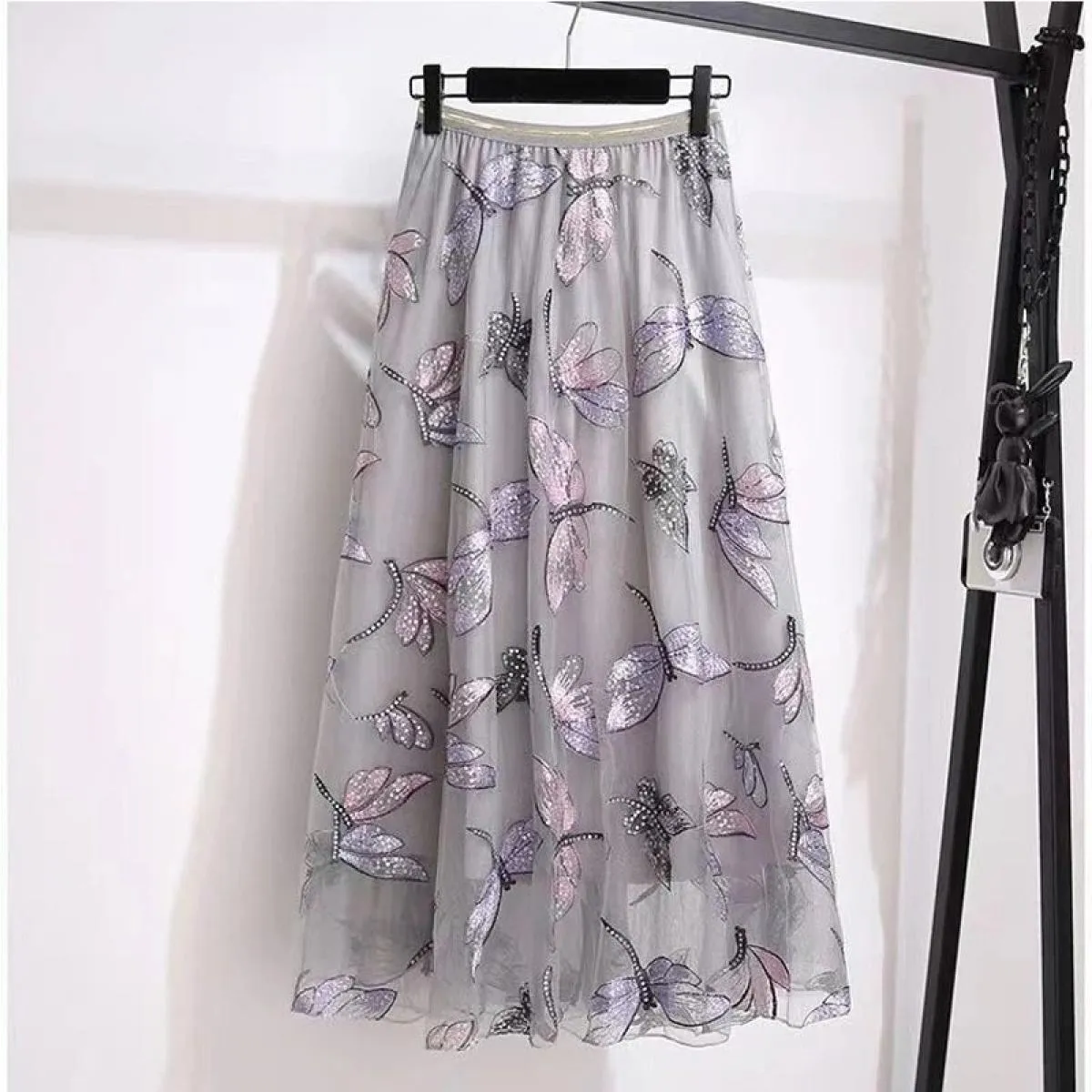 Gonne per donna  moda gonna longuette in tulle beige primavera estate nuova gonna in linea sci da donna Vintage Harajuku