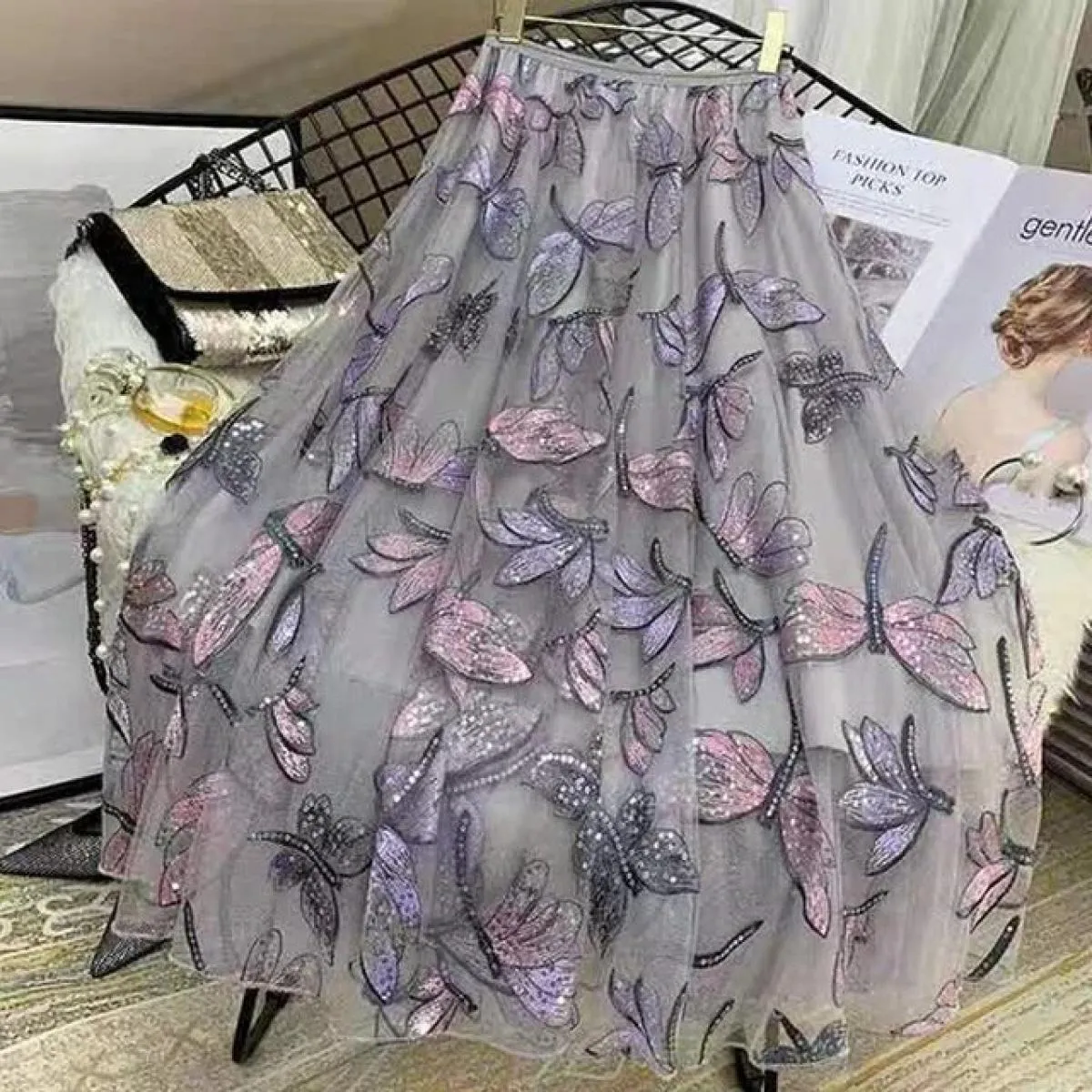 Gonne per donna  moda gonna longuette in tulle beige primavera estate nuova gonna in linea sci da donna Vintage Harajuku