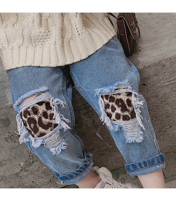 Jeans bimba toppe leopard