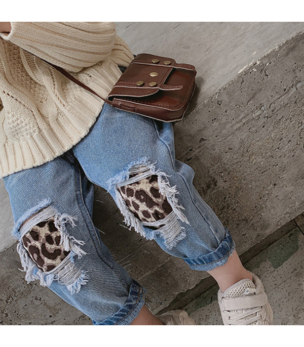 Jeans bimba toppe leopard