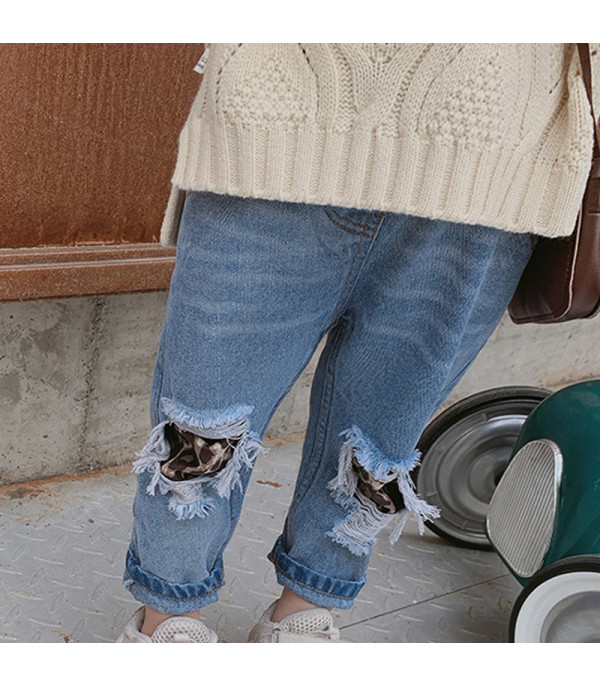 Jeans bimba toppe leopard