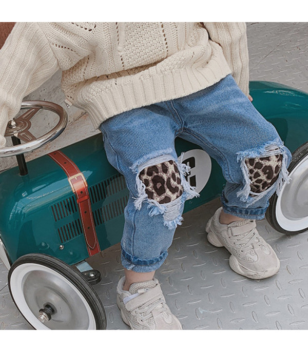 Jeans bimba toppe leopard