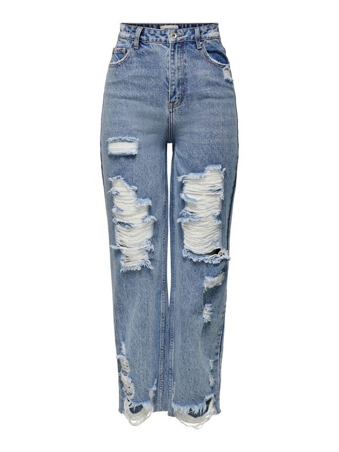 JEANS Donna ONLY 15252688 DAD HW WIDE DESTROY MEDIUM BLUE DENIM