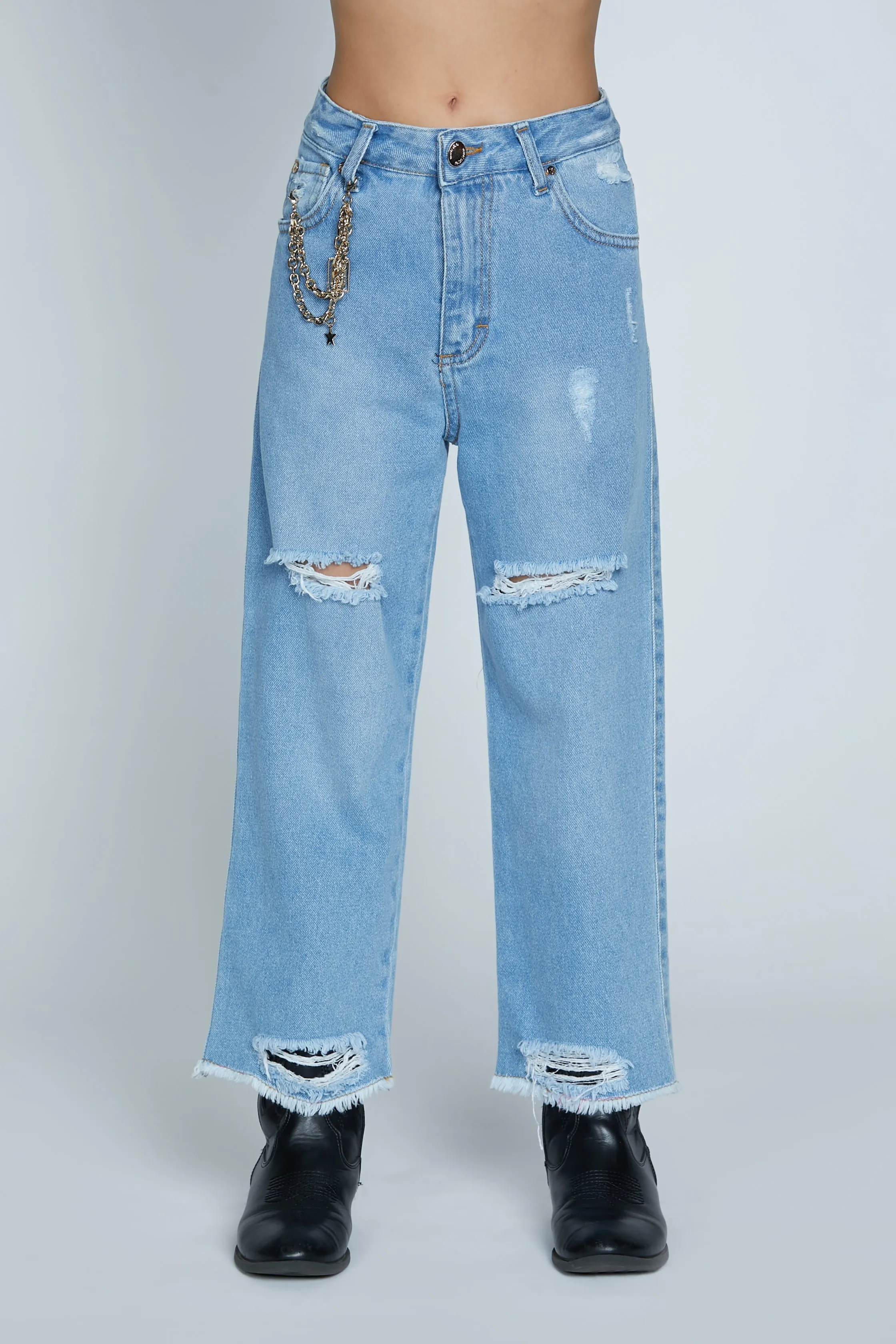Jeans RUTA con catena color oro