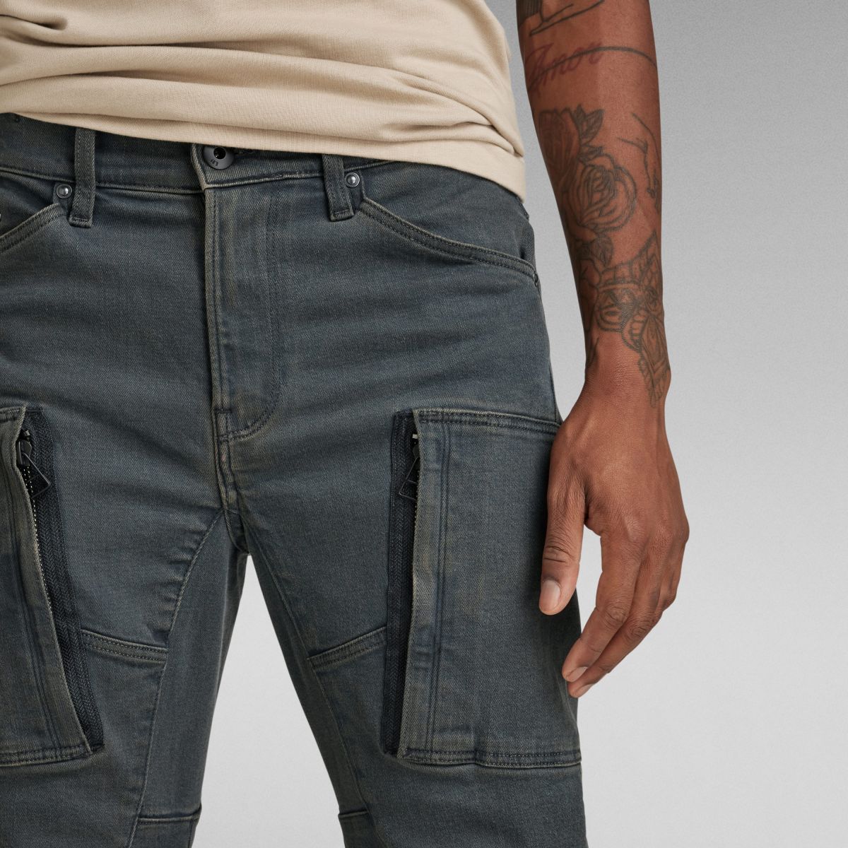 JEANS Uomo G-STAR D22075 D185 DENIM CARGO D353 WORN IN TORNADO