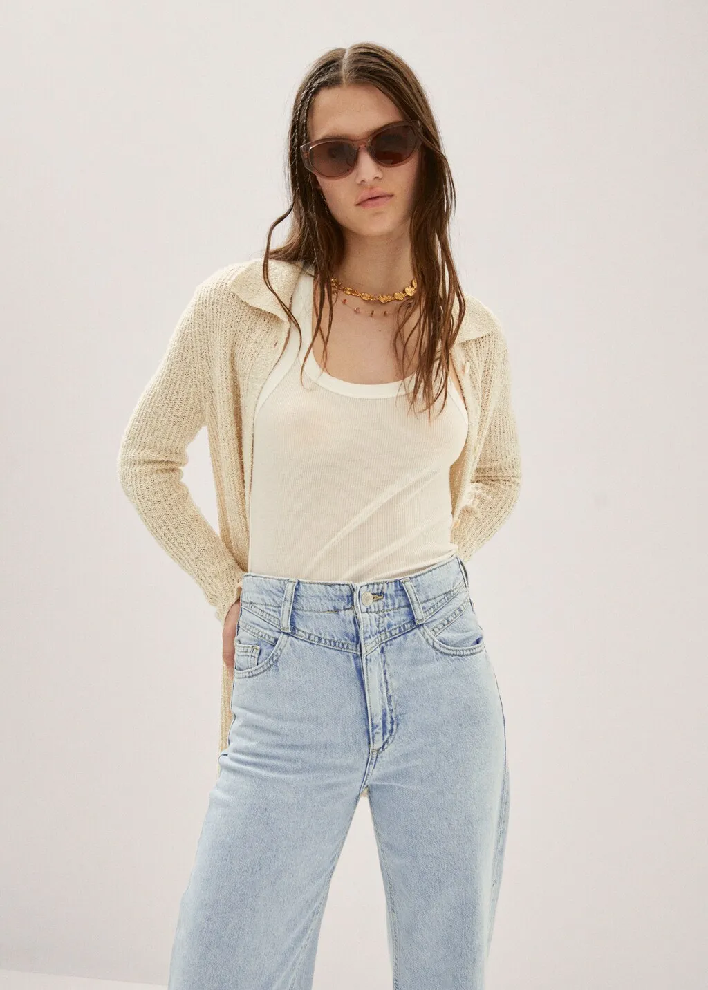 Jeans wideleg bordo inferiore sfilacciato