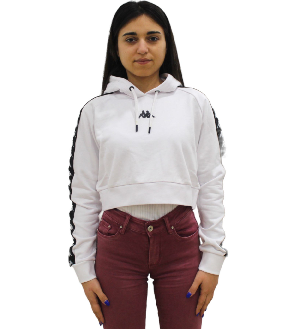 Kappa Donna Felpa Con Cappuccio Cropped