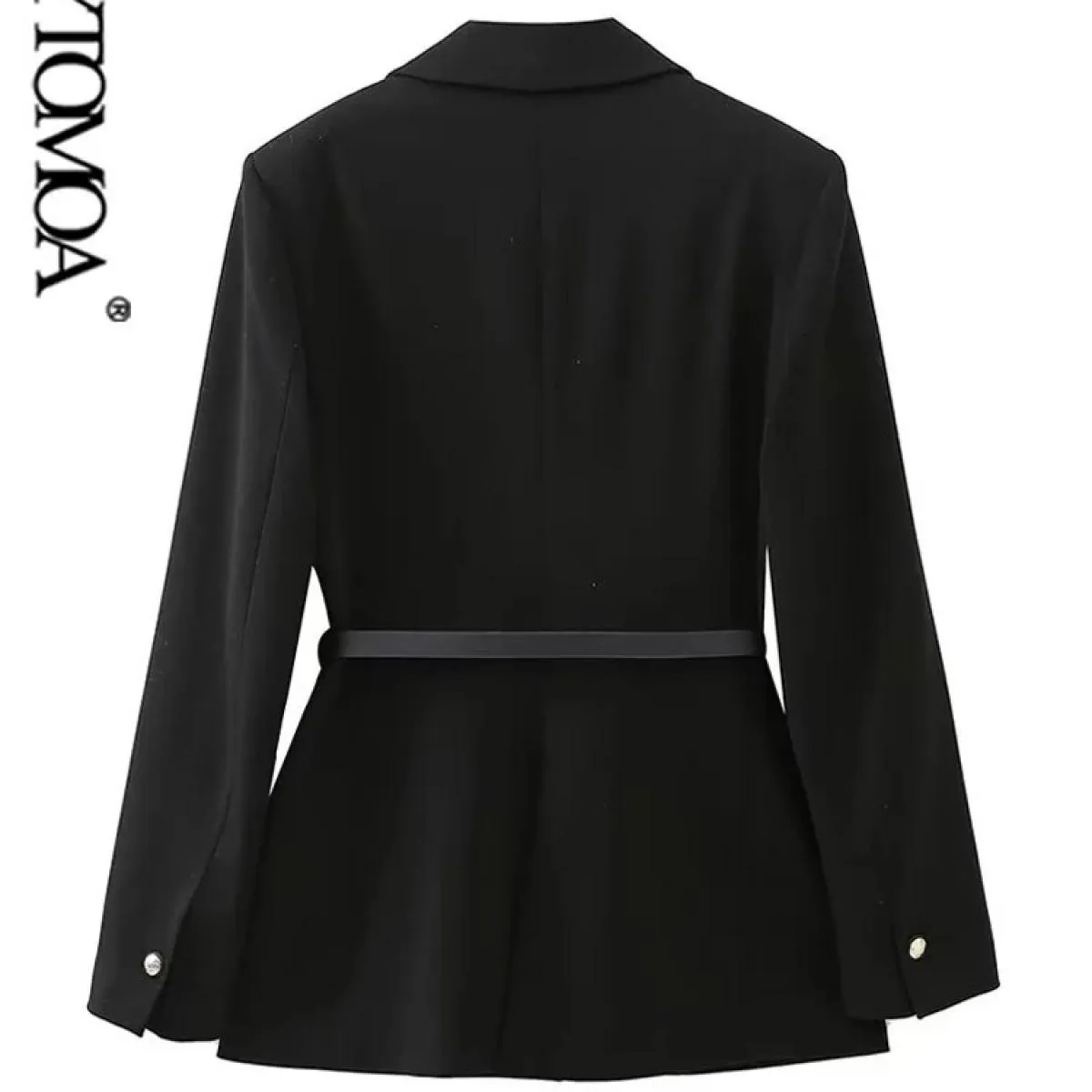 Kpytomoa Moda Donna Con Cintura Frontale Bottoni Dorati Giacca Cappotto Vintage Manica Lunga Tasche Applicate Capispalla Donna C