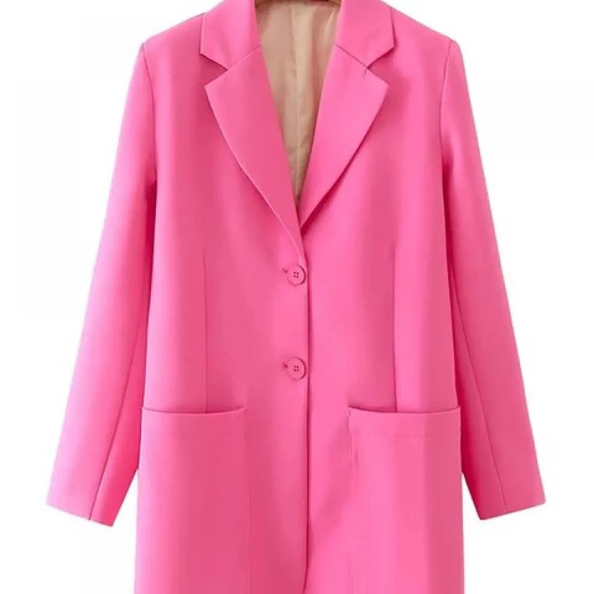 Kpytomoa Moda Donna Monopetto da Ufficio Blazer Cappotto Vintage Manica Lunga Tasche Applicate Capispalla Donna Chic T