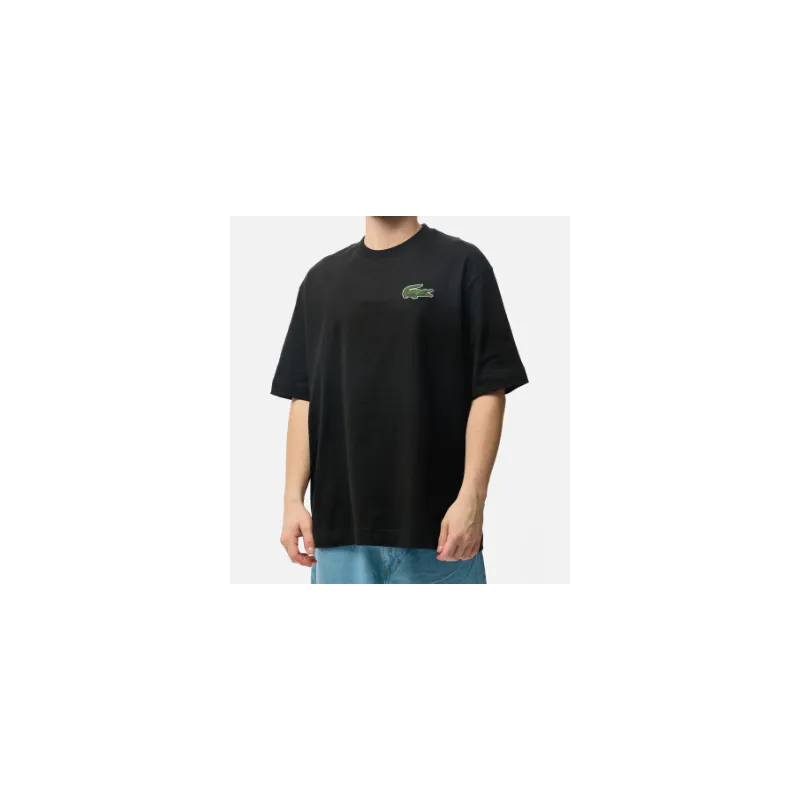 Lacoste T-Shirt M/M Nero Patch Grande Uomo