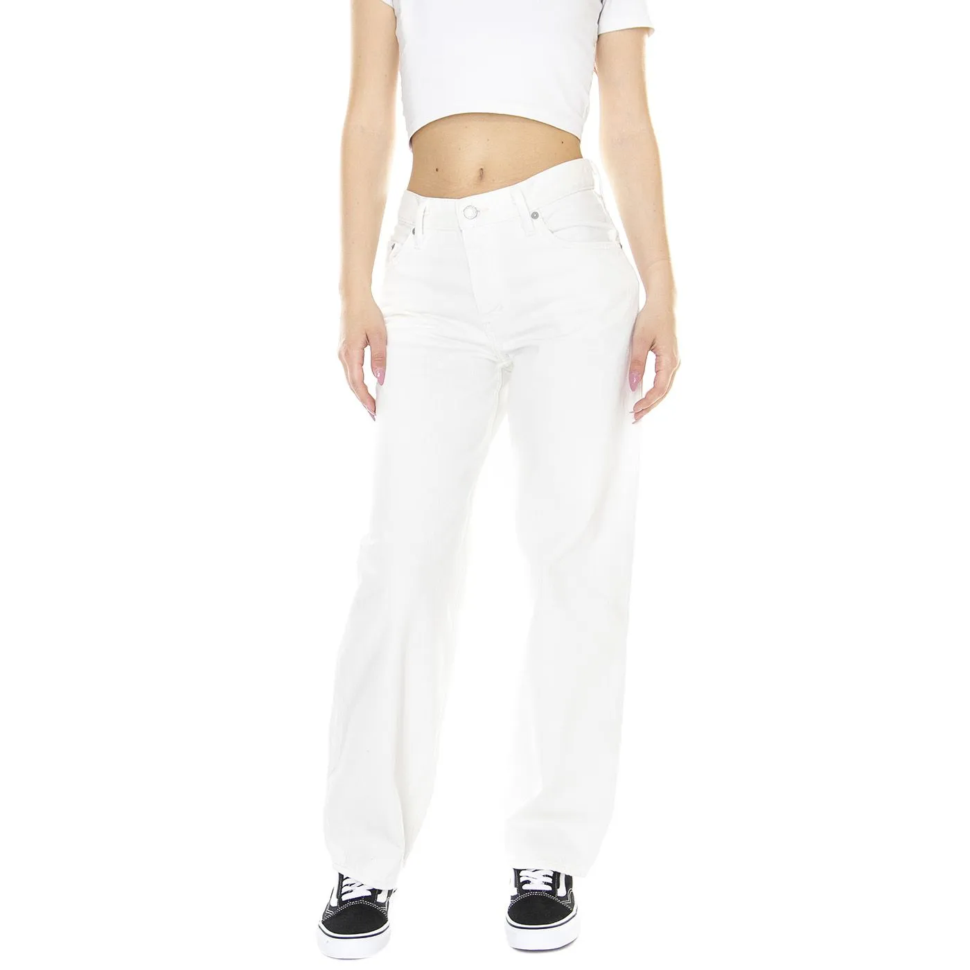 Levis W' Wellthreated Baggy Dad Pale Bloom Neutral - Pantaloni Donna Bianchi    