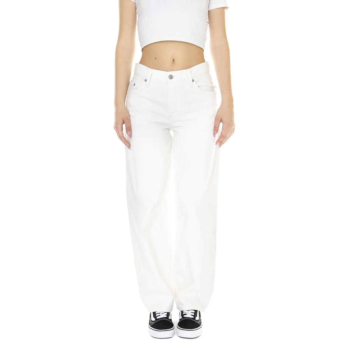 Levis W' Wellthreated Baggy Dad Pale Bloom Neutral - Pantaloni Donna Bianchi    