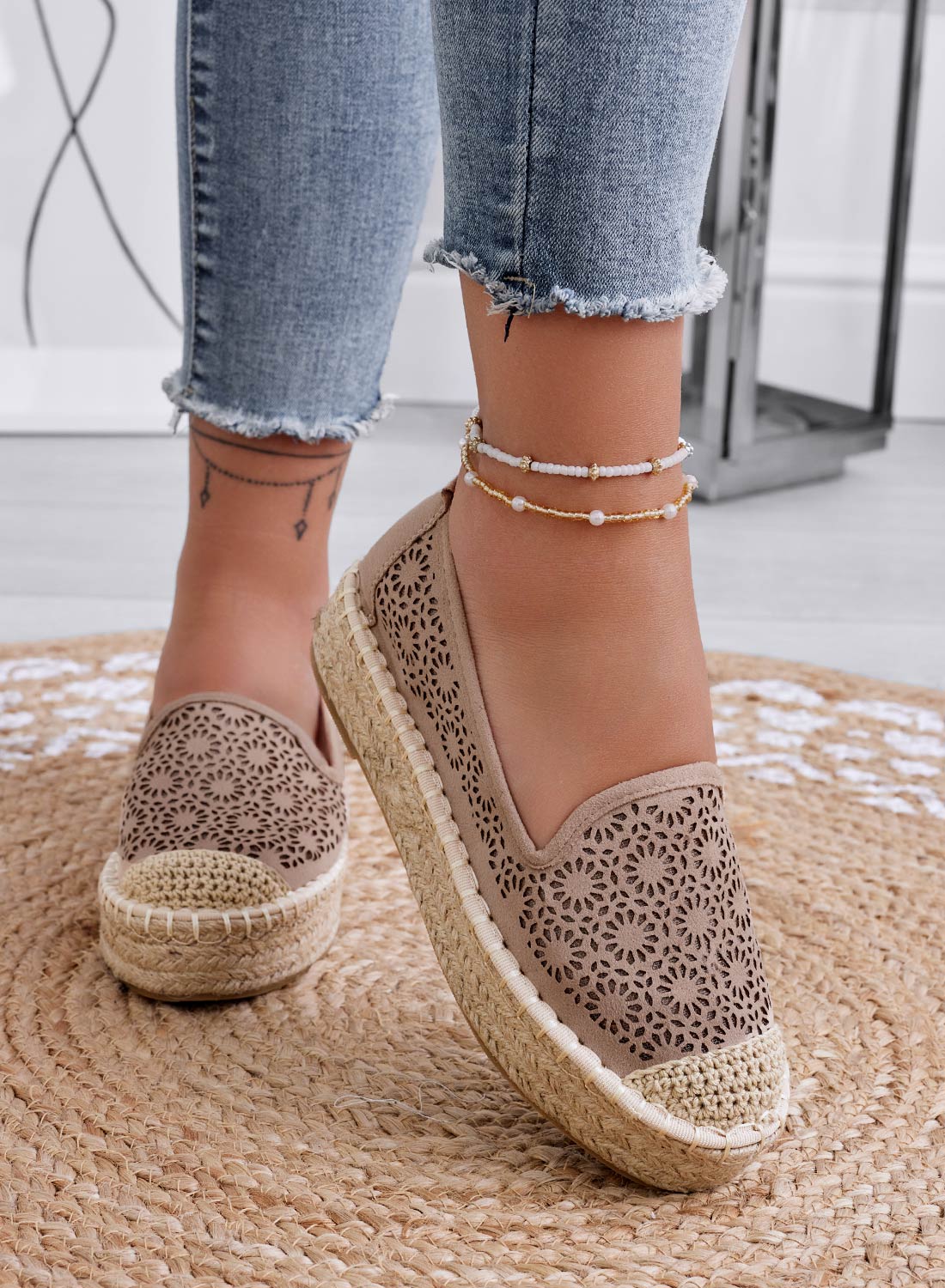 LILY - Espadrillas fango ricamate con zeppa