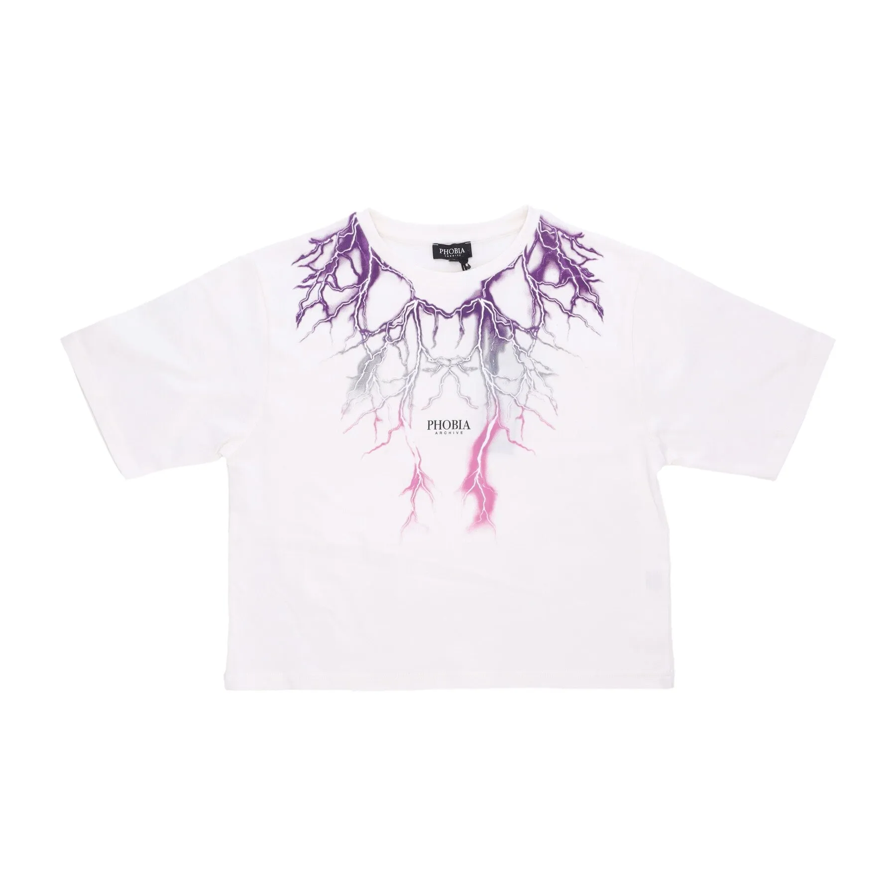 Maglietta Donna Lightning Crop Tee Off White/purple/grey/fuchsia