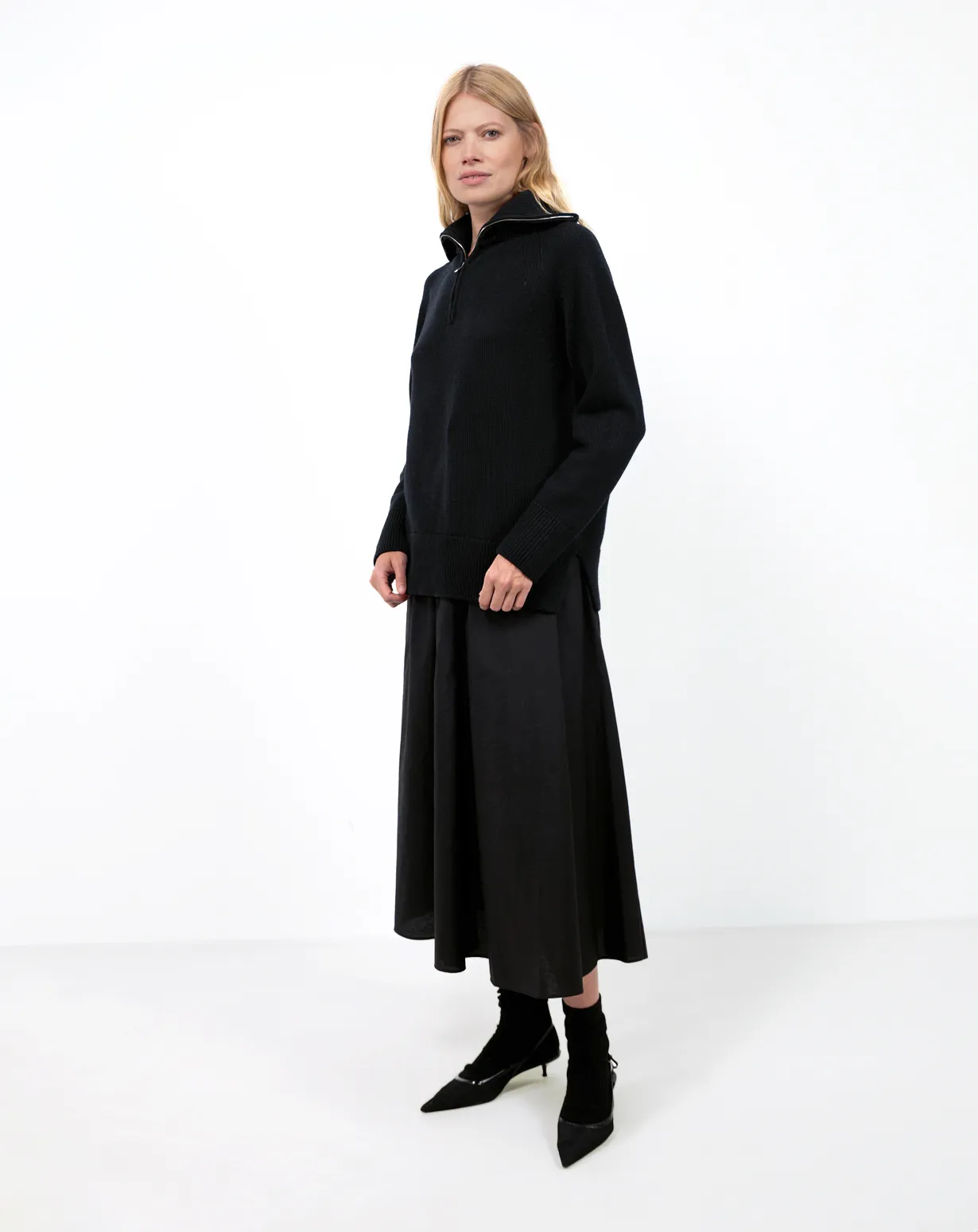 Maglione Donna Zip Lana Merino