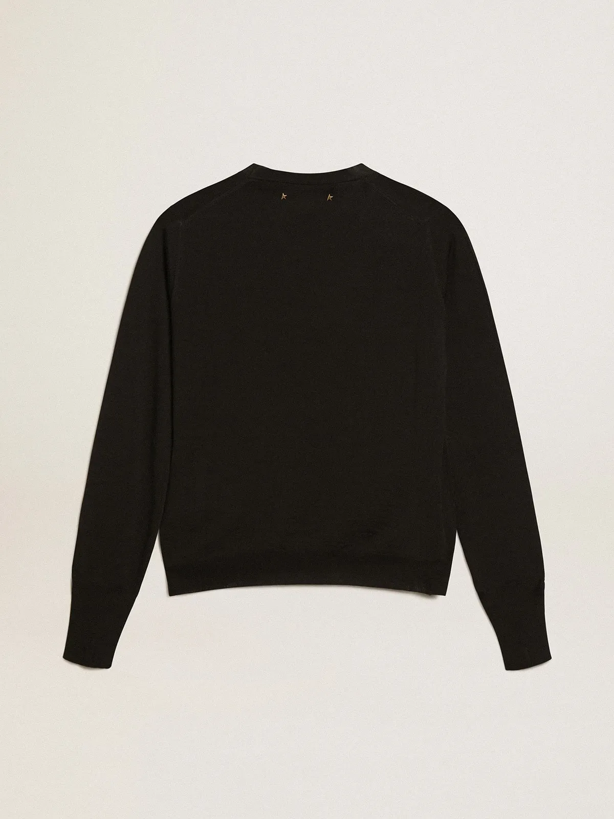 Maglione girocollo da donna in lana color nero