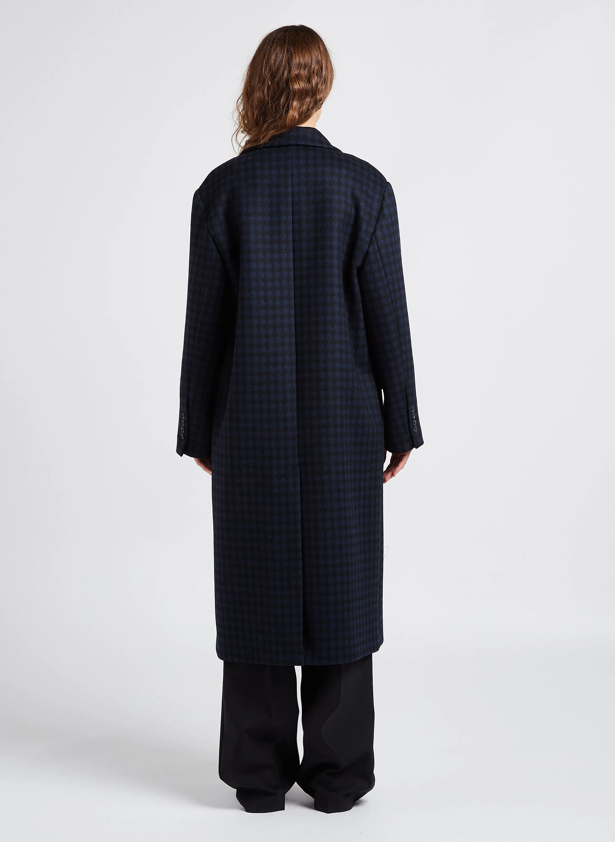  MARGAUX LONNBERG   BERRY - Cappotto lungo con revers a pois in misto lana | Blu