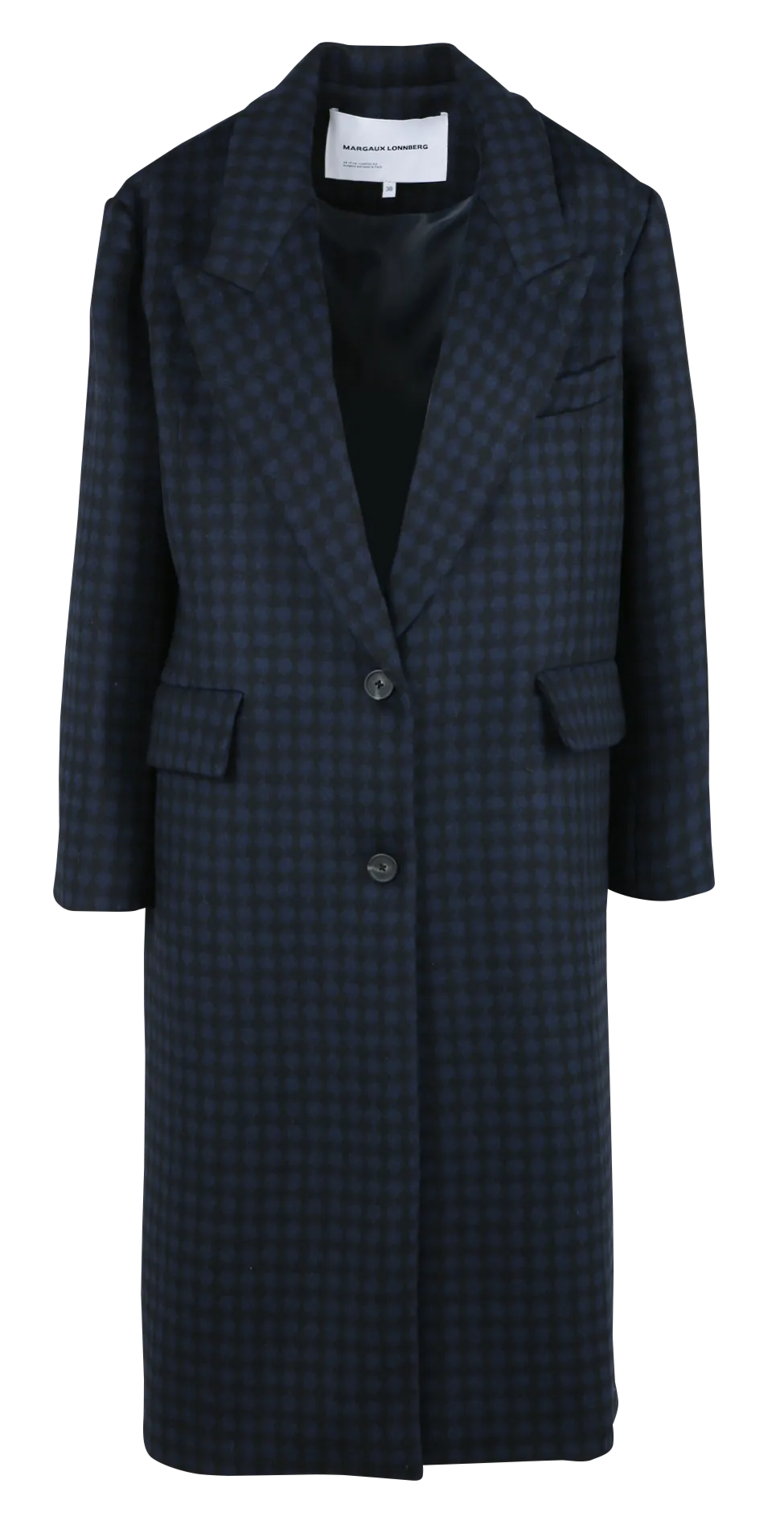  MARGAUX LONNBERG   BERRY - Cappotto lungo con revers a pois in misto lana | Blu