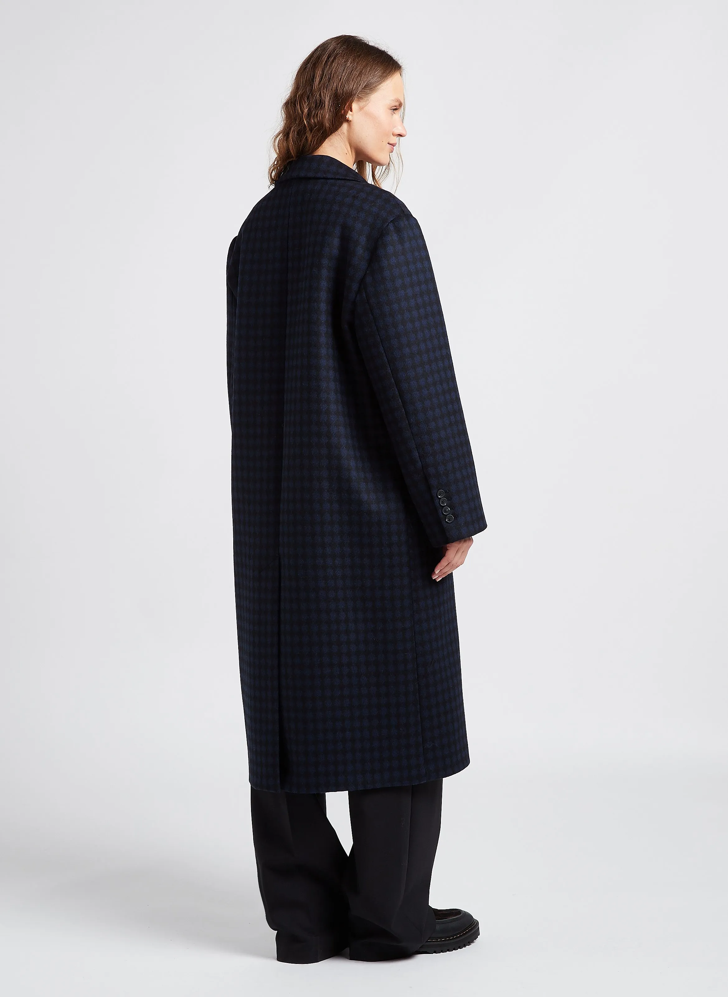  MARGAUX LONNBERG   BERRY - Cappotto lungo con revers a pois in misto lana | Blu