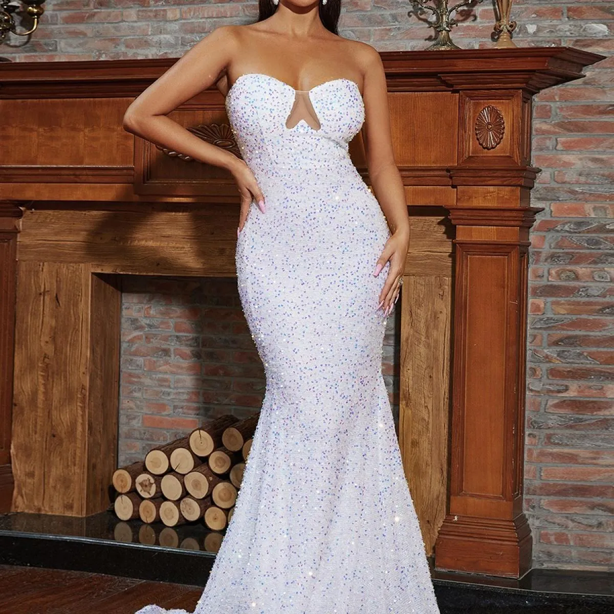Missord Abito da sera a sirena Miss Ord Abito elegante Miss Abito da sposa senza spalline