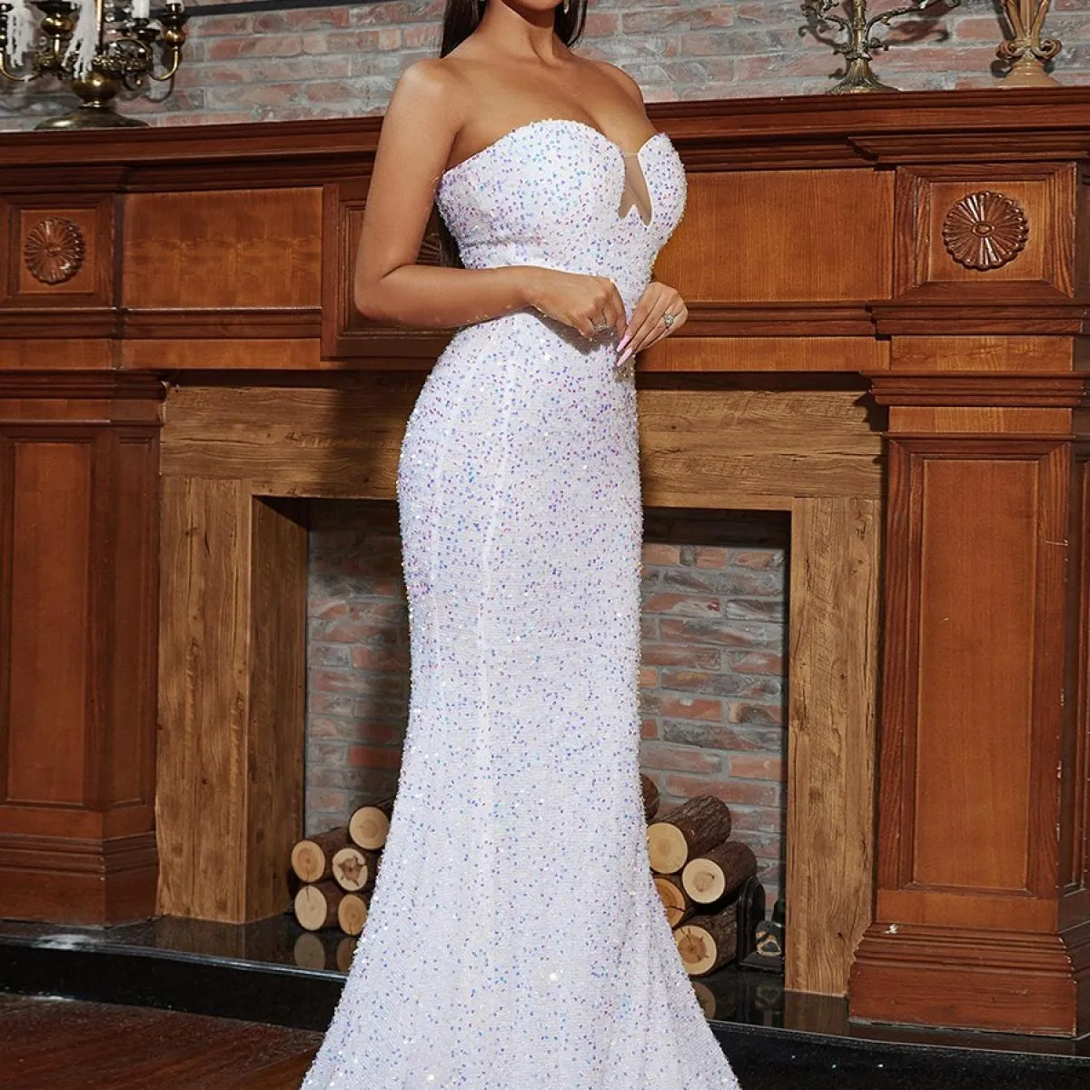 Missord Abito da sera a sirena Miss Ord Abito elegante Miss Abito da sposa senza spalline