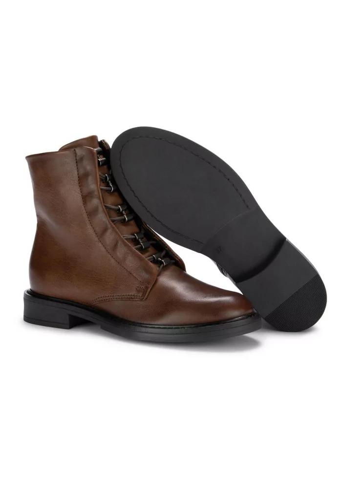 MJUS | STIVALETTI ALLACCIATI ZIP PELLE MARRONE