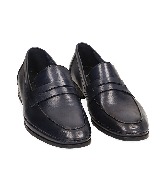 Mocassini blu navy in pelle