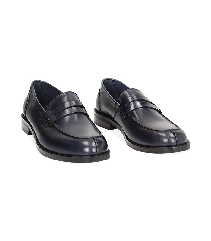 Mocassini classic blu navy in pelle