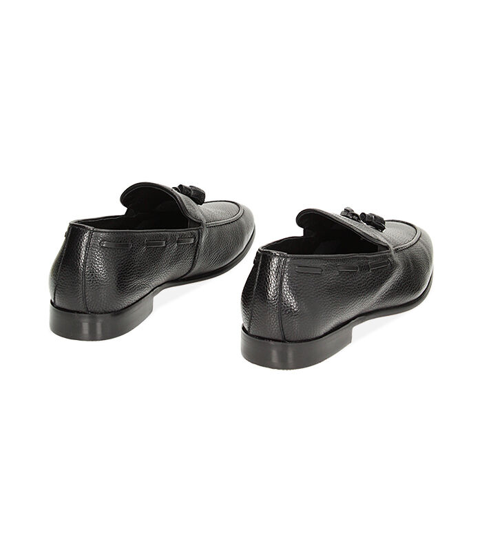 Mocassini con nappina neri in pelle