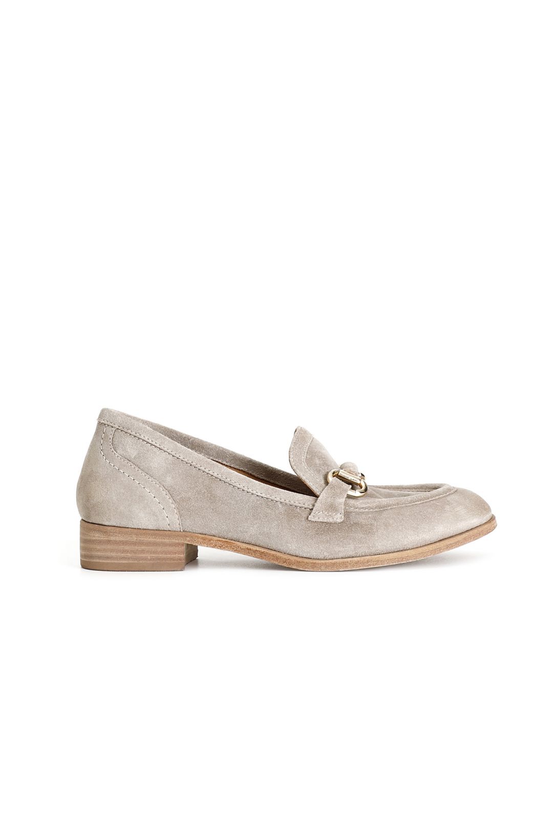 mocassini donna in pelle scamosciata con morsetto taupe