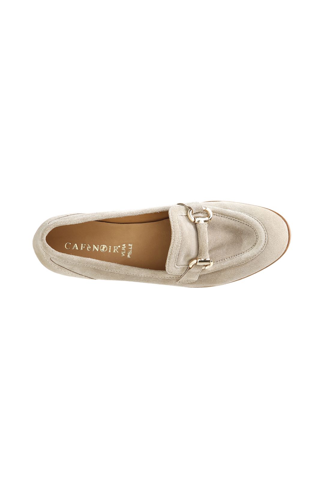mocassini donna in pelle scamosciata con morsetto taupe