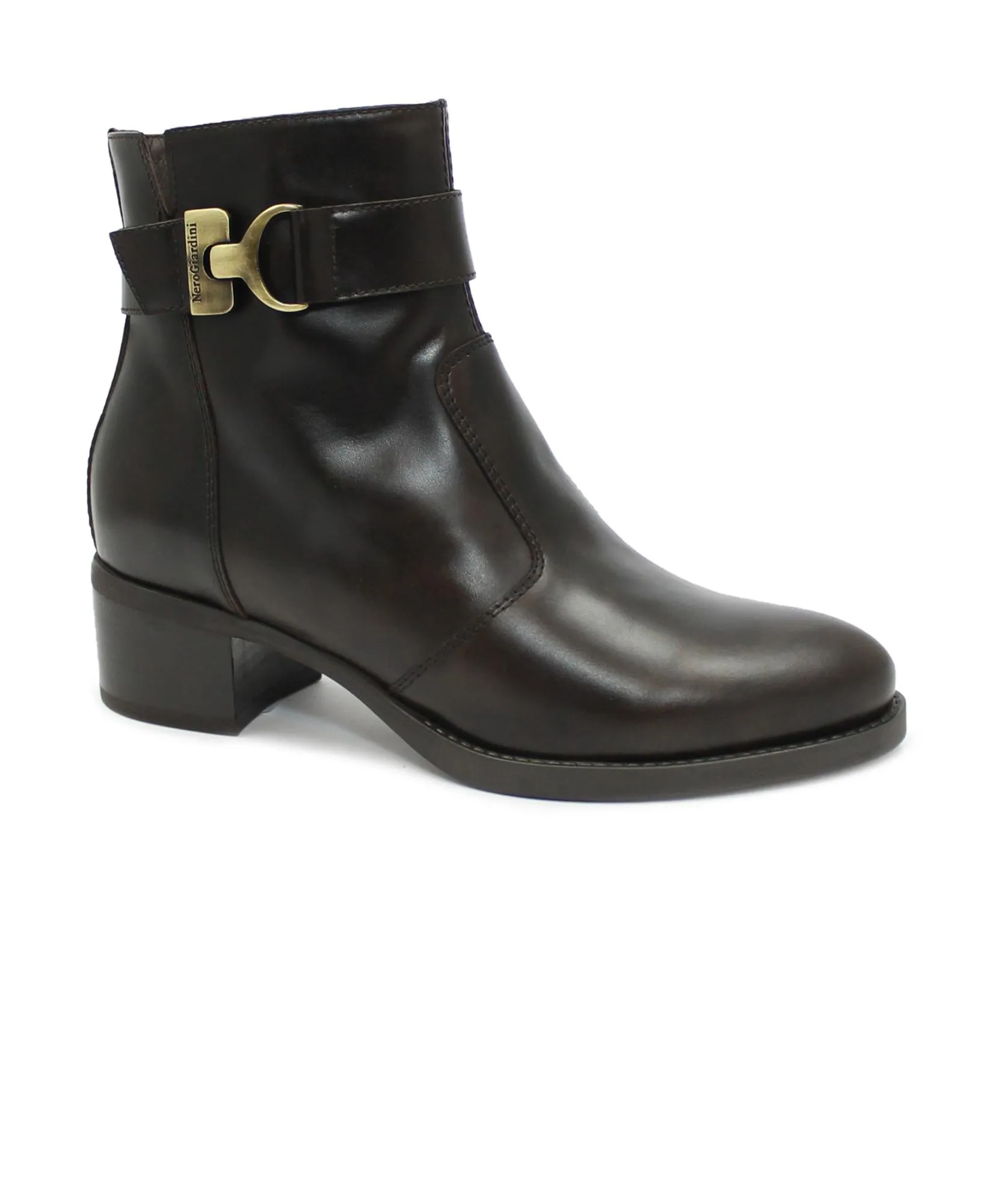 NERO GIARDINI 11270 testa di moro marrone stivaletti donna tronchetti zip pelle tacco