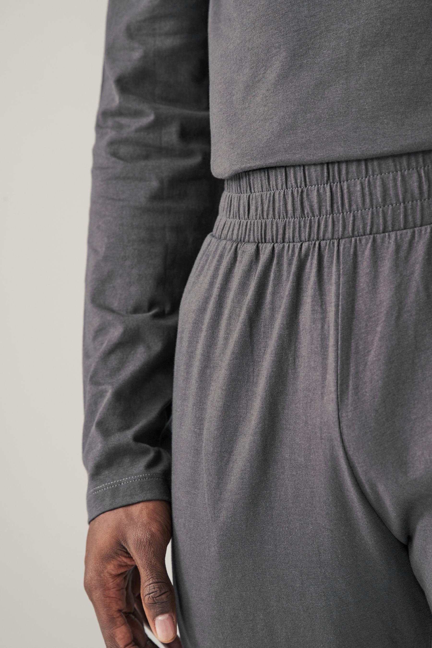 Nero/grigio  - Manica lunga Pigiama con elastico sul fondo 2 Confezione