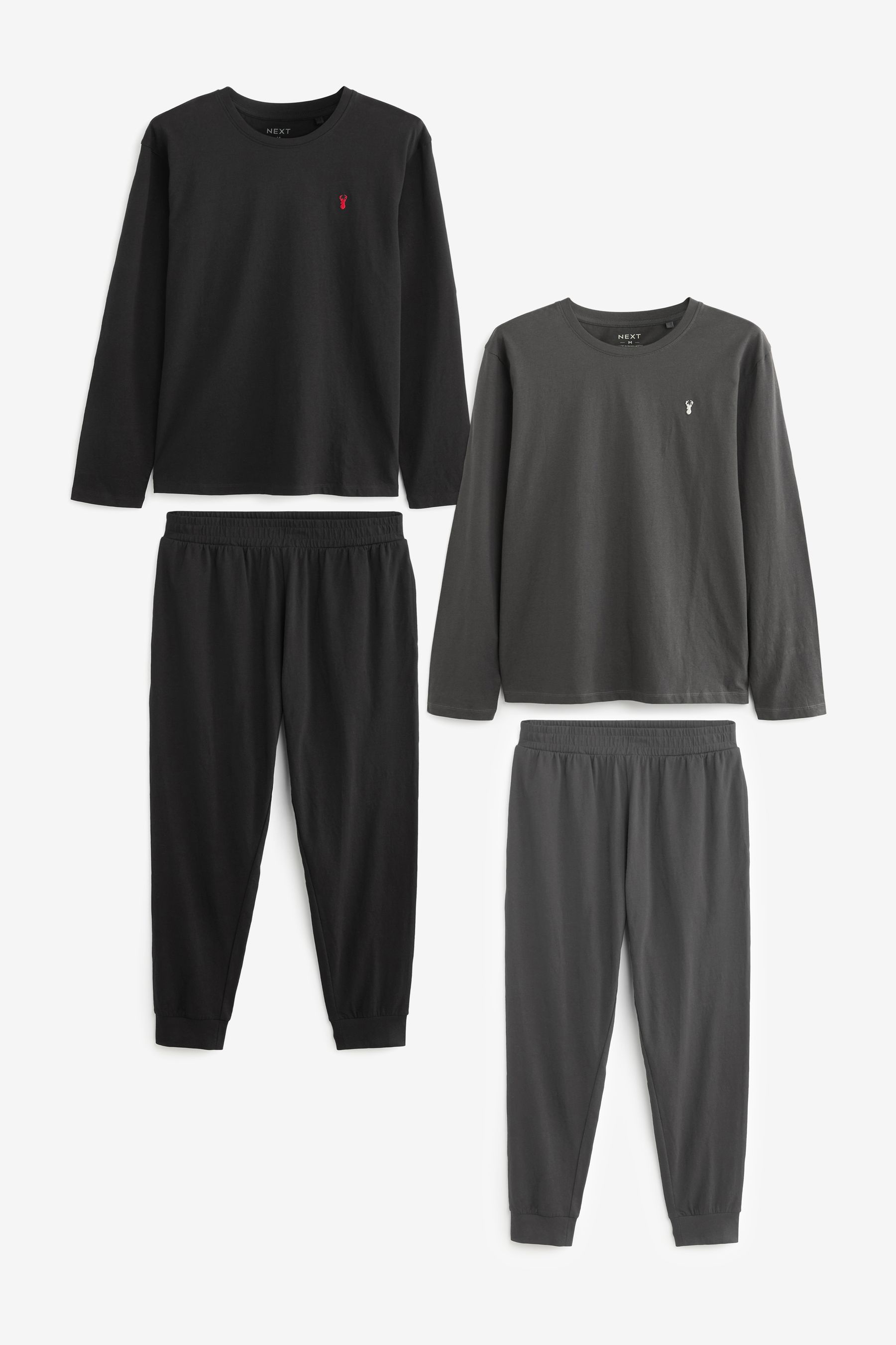 Nero/grigio  - Manica lunga Pigiama con elastico sul fondo 2 Confezione