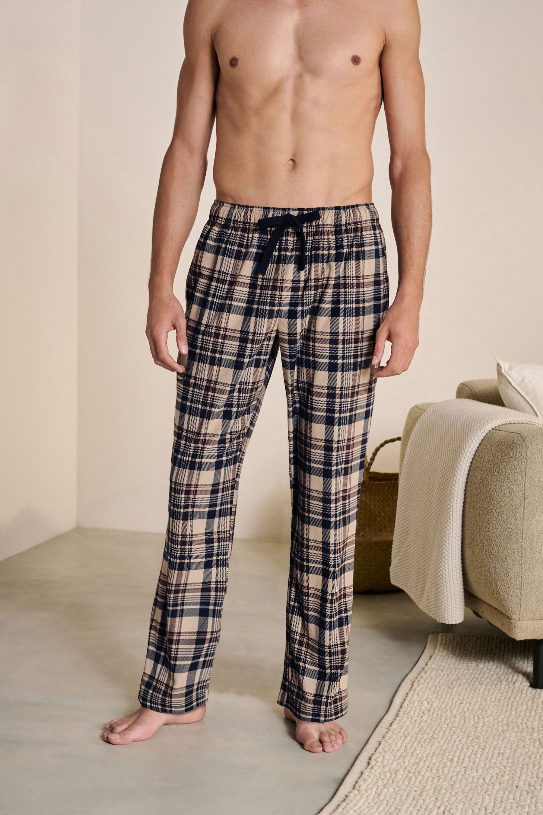 Nero/Stone A quadri/Nero  - Motionflex - Comodi pantaloni del pigiama 2 Confezione