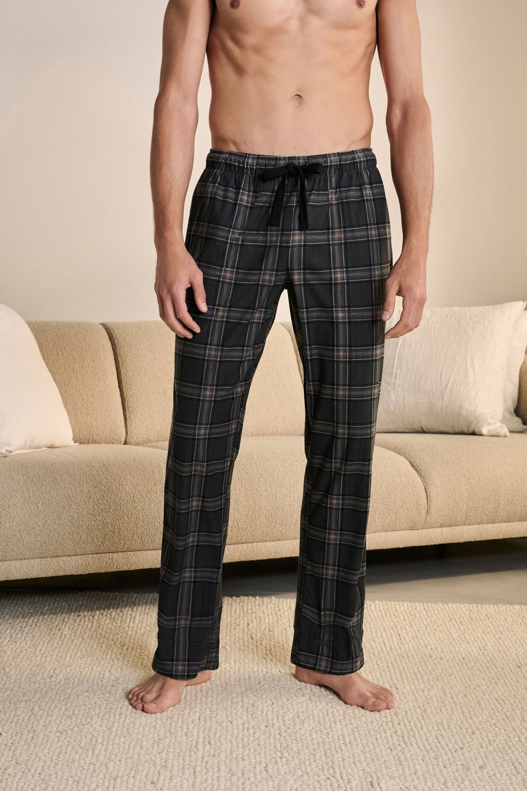 Nero/Stone A quadri/Nero  - Motionflex - Comodi pantaloni del pigiama 2 Confezione