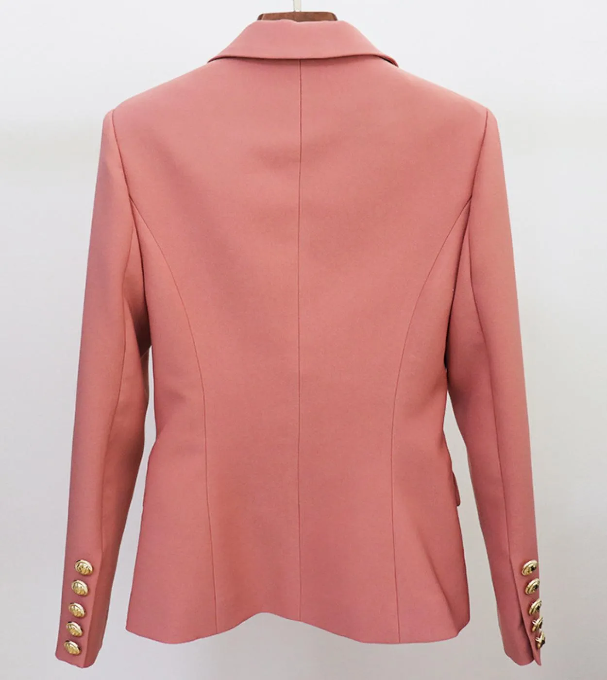 Nuova giacca blazer da donna Cappotto in pasta di fagioli rosa Classico abito doppiopetto con fibbia in metallo Blazer autunno i