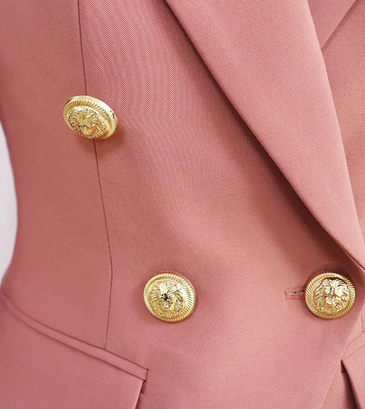 Nuova giacca blazer da donna Cappotto in pasta di fagioli rosa Classico abito doppiopetto con fibbia in metallo Blazer autunno i