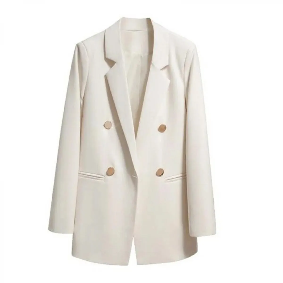 Nuova primavera autunno donna blazer ufficio signora doppio petto blazer cappotto moda colletto dentellato manica lunga da donna