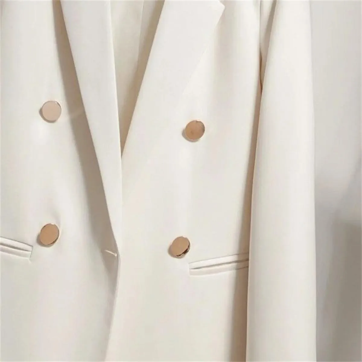 Nuova primavera autunno donna blazer ufficio signora doppio petto blazer cappotto moda colletto dentellato manica lunga da donna