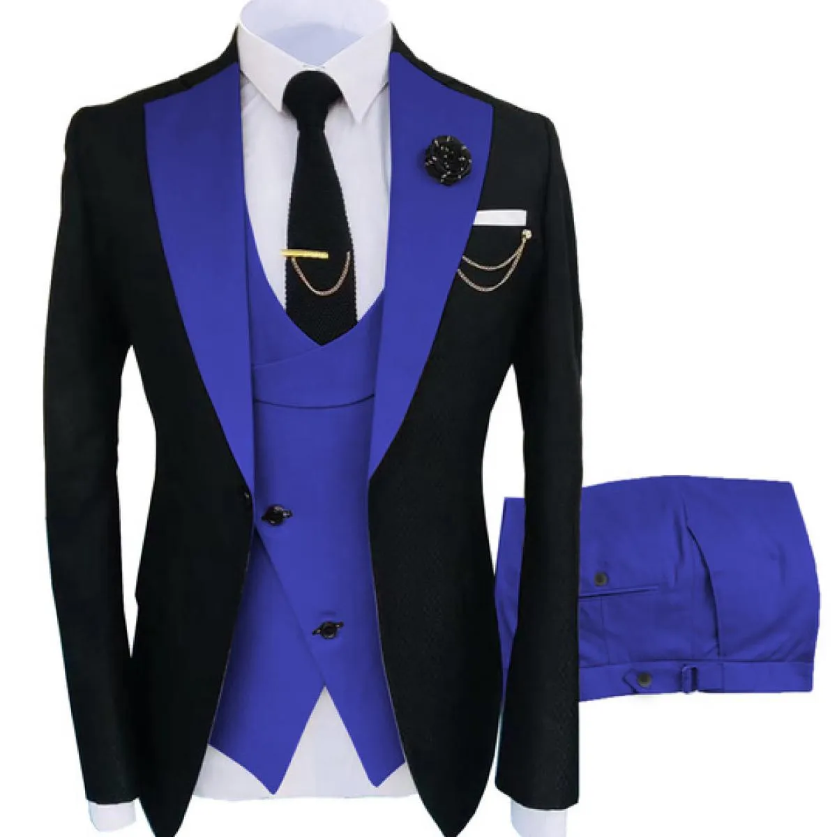 Nuovo Costume Homme Abbigliamento Popolare Luxury Party Stage Abito da uomo Groomsmen Regular Fit Tuxedo 3 Peice Set Giacca + pa