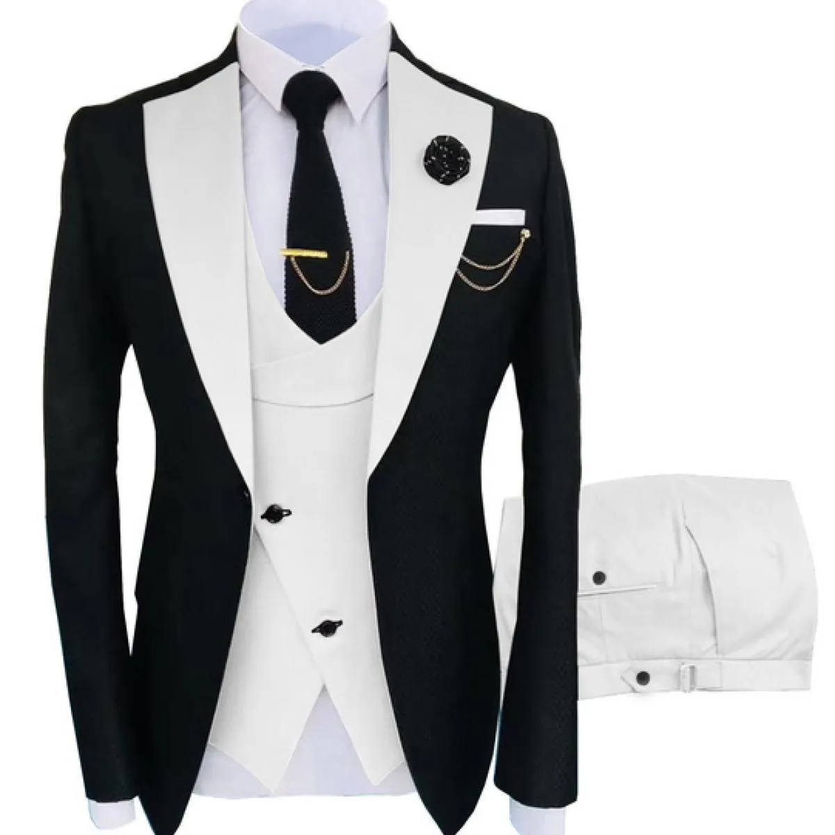 Nuovo Costume Homme Abbigliamento Popolare Luxury Party Stage Abito da uomo Groomsmen Regular Fit Tuxedo 3 Peice Set Giacca + pa